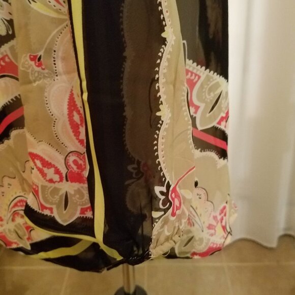 Dana Buchman black and tan flowy top sz med - Picture 4 of 5